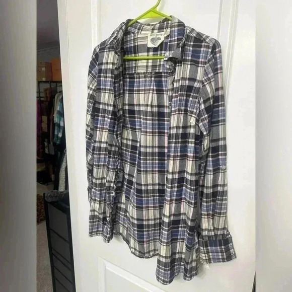 Super Comfy! Girl Krazy Flannel Button Down Long Sleeve Top / Women’s Size Small - Picture 7 of 15